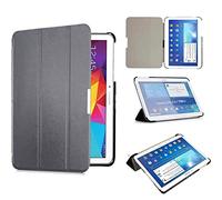 Étui pour Samsung Galaxy Tab 4 10,1" SM-T530 T531 T533 T535 - Étui de protection fin et pliable pour Samsung Galaxy SM-T530 T531 T533 T535 avec fonction veille/réveil automatique (gris)
