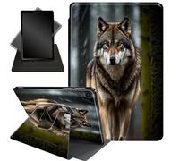 Étui pour Samsung Galaxy Tab A8 10,5" 2022, support rotatif à 360 degrés avec fonction mise en veille/marche automatique pour tablette Samsung Galaxy Tab A8 [SM-X200/X205/X207], loups hurlant sauvage