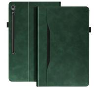 Avizar Étui pour Samsung Tab S10 FE Plus Clapet Portefeuille Support Vidéo Vert foncé
