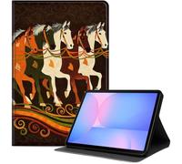 Étui pour Samsung Galaxy Tab S10 Plus/ S9 FE Plus/S9 Plus 5G Tablette 12,4 pouces, étui folio fin en cuir PU avec fonction veille/réveil automatique, support multi-angle, quatre chevaux qui courent