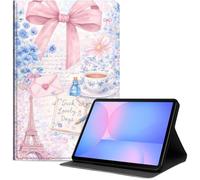 Étui pour Samsung Galaxy Tab S10 Plus/ S9 FE Plus/S9 Plus 5G Tablette 12,4 pouces Slim PU Cuir Folio Housse avec Fonction veille/réveil automatique, Multi-Angle, Rose Bow Paris Thème
