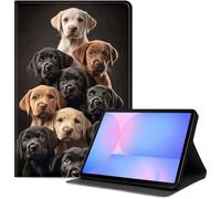 Étui pour Samsung Galaxy Tab S10 Plus/ S9 FE Plus/S9 Plus 5G Tablette 12,4 '', Slim PU Cuir Folio Cover avec Fonction veille/réveil automatique, Multi-Angle, Chiot Dog Pile Portrait