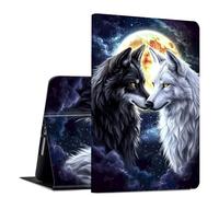 Étui pour Samsung Galaxy Tab S11 Ultra 14,6" 2025 en cuir PU fin à rabat multi-angle avec fonction veille/réveil automatique pour Samsung Tab S11 Ultra 5G SM-X936B/SM-X930, Wolf Moon Art