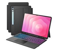 Étui pour Samsung Galaxy Tab S11 Ultra 2025/S10 Ultra/S9 Ultra/S8 Ultra 14,6 pouces avec clavier : clavier QWERTZ allemand avec pavé tactile | Étui clavier d'éclairage 7 couleurs avec porte-stylo