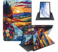 Étui pour Samsung Galaxy Tab S8 2022/S7 2020 11", rotation à 360°, support en cuir PU avec fonction veille/réveil automatique, dos en TPU résistant aux chocs, chemin du coucher de soleil
