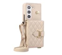 Étui pour Samsung Galaxy Z Fold 6, Couverture en Cuir élégante à la Main avec Fonction de Support Portefeuille Crossbody Flip Phone Boîte, pour Les Femmes, Noir
