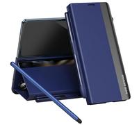 Étui pour Samsung Galaxy Z Fold7, Coque en Cuir PU avec Porte-Stylo, Stylet Inclus, Étuis de téléphone Pliables avec Support pour Galaxy Fold 7-Bleu