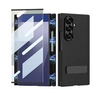 Étui pour Samsung Galaxy Z Trifold, Étui en Cuir Magnétique À Double Charnière avec Support Rotatif À 270 °, Housse Intégrée À Film Coquille, Stylet (Noir,avec Film)