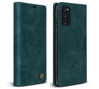 Étui pour Samsung S20 FE Folio Vintage Portefeuille et Support Vidéo Bleu canard