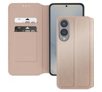 Étui pour Samsung S25 Edge Clapet Porte-Cartes et Support Vidéo Dorée