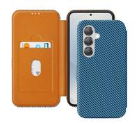 Étui pour Samsung S25 Fibre de Carbone Anti-RFID Bleu