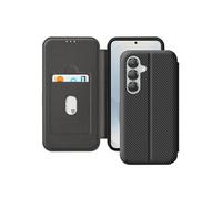 Avizar Étui pour Samsung S25 Fibre de carbone Support vidéo Anti-RFID Noir