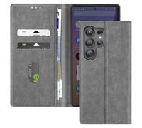 Avizar Étui pour Samsung S25 Ultra Clapet Portefeuille et Support Vidéo Gris