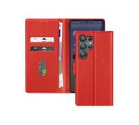 Etui pour Samsung S25 Ultra Clapet Portefeuille et Support Vidéo Rouge