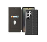 Avizar Étui pour Samsung S25 Ultra Fibre Carbone Support Vidéo et Anti-RFID Noir