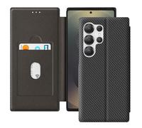 Étui pour Samsung S25 Ultra Fibre Carbone Support Vidéo et Anti-RFID Noir