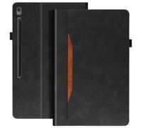 Étui pour Samsung Tab S10 FE Plus - Simili cuir - Support vidéo - Compartiments cartes - Noir