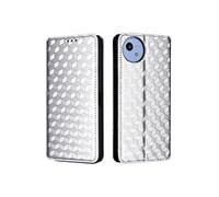 Etui Pour Sharp Aquos wish5 Portefeuille Titulaire de fentes pour cartes Motif 3D Fermeture magnétique Cuir PU Argent