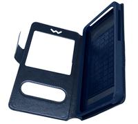 Etui pour Smartphone Universel Taille M Fenêtres D'affichage et Décrochage Bleu nuit