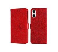 Etui Pour Sony Xperia 10 VI Cuir Fentes Pour Cartes Flip Housse De Protection FOXDOCK Rouge