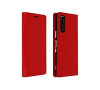 Etui pour Sony Xperia 5 Folio Cuir Véritable Porte cartes Support Vidéo Rouge