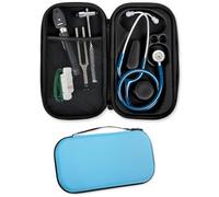 Étui pour stéthoscope GIMA, housse de protection rigide pour stéthoscopes monotube classiques, intérieur préformé, poche intérieure pour accessoires et poignée extérieure, bleu turquoise