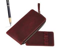 Étui pour stylo-plume, sac à stylo plume, organiseur de stylo à fermeture éclair, porte-stylo, étui en cuir synthétique pour un usage quotidien, les voyages et les artistes créatifs, rouge bordeaux