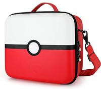 Etui pour Switch & Switch OLED, Deluxe Housse de Transport à Coque Rigide avec 21 Cartouche de Jeux, Conception Poké Ball, pour Switch Console et Accessoires (Rouge & Blanc)