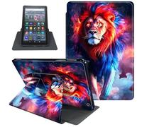 Étui pour tablette Amazon Fire HD 8 et 8 Plus (12e/10e génération, 2024/2022/2020), support rotatif à 360 degrés, fonction veille/réveil automatique, lion