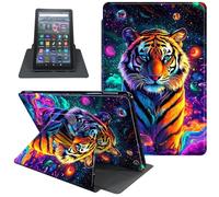 Étui pour tablette Amazon Fire HD 8 et 8 Plus (12e/10e génération, 2024/2022/2020), support rotatif à 360 degrés, fonction veille/réveil automatique, tigre vibrant