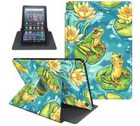 Étui pour tablette Amazon Fire HD 8 et 8 Plus (12e/10e génération, 2024/2022/2020), support rotatif à 360 degrés, fonction veille/réveil automatique, grenouilles colorées