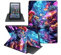 Étui pour tablette Amazon Fire HD 8 et 8 Plus (12e/10e génération, 2024/2022/2020), support rotatif à 360 degrés, fonction veille/réveil automatique, champignon lumineux