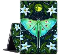 Étui pour tablette Amazon Kindle Fire HD 10 10,1" (13e génération, version 2023), similicuir PU avec support antidérapant multi-angle, fonction veille/réveil automatique, vert lune et lune