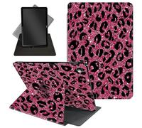 Étui pour tablette Amazon Kindle Fire HD 10 et Fire HD 10 Plus (11e génération, version 2021) 10,1" avec support rotatif à 360 degrés avec fonction veille/réveil, rose pailleté guépard prit