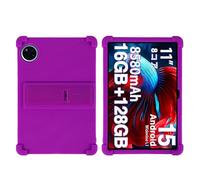 Étui pour tablette DOOGEE U11/U11 Pro, TECLAST P50/P50s 11" avec béquille en PC, silicone souple, lavable, coin épais résistant aux chocs, violet