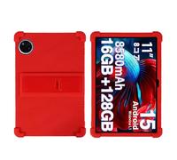 Étui pour tablette DOOGEE U11/U11 Pro, TECLAST P50/P50s 11" avec béquille en PC, silicone souple, lavable, coin épais résistant aux chocs, rouge