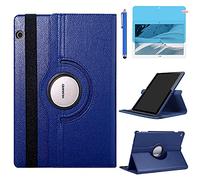 Étui pour tablette Huawei MediaPad T3 10 9,6" (AGS-W09 AGS-L09 AGS-L03) - Étui de protection rotatif à 360° avec stylet et film d'écran (bleu foncé)