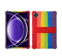 Étui pour tablette Realme Pad 2 Lite 11" 2024 avec béquille en PC, silicone souple, lavable, coin épais résistant aux chocs, arc-en-ciel