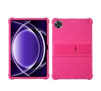 Étui pour tablette Realme Pad 2 Lite 11" 2024 avec béquille en polycarbonate - Silicone souple - Lavable - Coins épais - Antichoc - Rose
