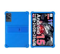 Étui pour tablette Tabwee W90 11" Android 15 - Adapté aux enfants - Housse de protection antichoc en silicone souple anti-chocs avec support réglable en PC (bleu foncé)