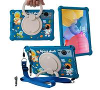 Étui pour tablette TCL Tab 10 5G 10.1"/TCL Tab 10S 9081X/9080G/9183W, étui en silicone souple anti-stress avec support rotatif, porte-crayon, bandoulière, stylo pour TCL Tab 10,1" (bleu marine)