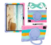 Étui pour tablette TCL TAB 10 Gen 4 10,1" 2026, rose coloré | Sangle épaule, stylet, support rotatif à 360°, silicone souple, pour tablette TCL TAB 10 Gen 4 modèle 8483A-8483A1