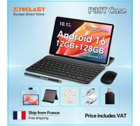 Étui pour tablette Teclast P30T Android 16, 10,1 pouces, 12 Go (4 Go + 8 Go) de RAM, 128 Go de ROM, processeur T7200 8 cœurs, clavier/étui/souris/stylet/casque/support GRIS