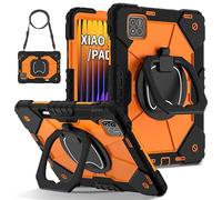 Étui pour tablette Xiaomi Pad 7/Xiaomi Pad 7 Pro 11,2" 2024, robuste, robuste, résistant aux chocs, protection complète, grande poignée, support rotatif à 360°, porte-crayon, sangle d'épaule - Noir et