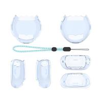 Étui pour Tamagotchi Paradise, Coque Transparente, Housse de Protection avec lanière, Support Portable Anti-Chute (Transparent Bleu)