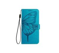 Etui Pour TCL 50 Pro NxtPaper Couverture Rabotant Magnétique Gaufrage Papillon Cuir Premium Bleu