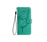 Etui Pour TCL 50 Pro NxtPaper Couverture Rabotant Magnétique Gaufrage Papillon Cuir Premium Vert