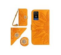 Etui pour TCL 502 Salle de tournesol en relief avec du portefeuille de support de carte magnétique Diamants avec couvercle de bandoulière compatible