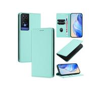 Etui pour TCL 505 fermeture magnétique, étui portefeuille fin en cuir avec protection RFID et emplacements pour cartes, compatible avec TCL 505-Vert