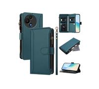 Etui pour TCL 60 SE NXTpaper de téléphone de portefeuille de poche à fermeture éclair en cuir premium avec 9 emplacements de carte et bracelet de